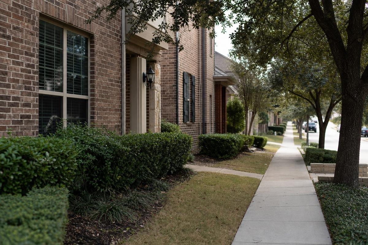 Grapevine Lake shoreline near Southlake with nearby residential rental properties